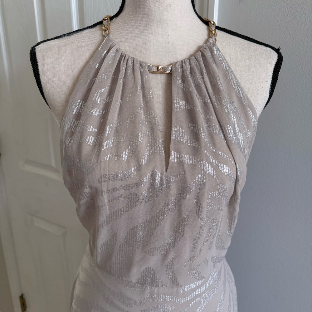 White House Black Market Cream High-Low Halter Sundress - Picture 5 of 13